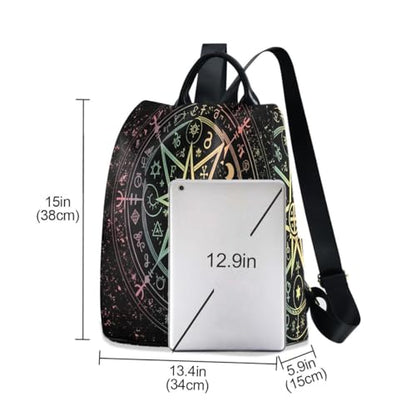 ALAZA Mandala Zodiac Wheel Of The Year Astrological Signs Outdoor Backpack Bags for Woman Ladies - color: Multi 4