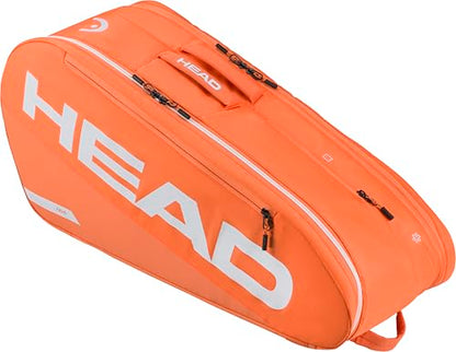 HEAD Tour Racquet Bag M (6R) Tennis Bag - Holds Up to 6 Racquets, CCT+ Climate Control Technology, 2 Main Compartments, Shoe Pocket & Backpack Carry System | 6 Racquet Capacity - color: Orange