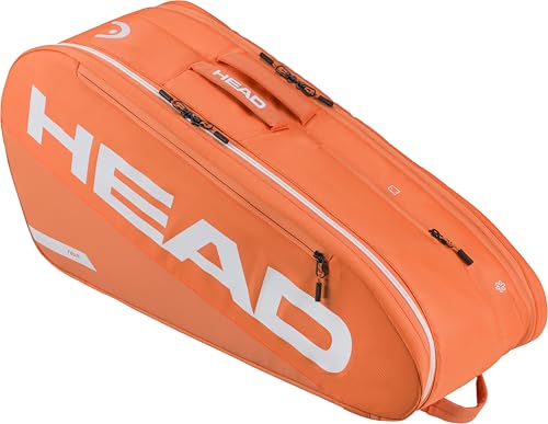 HEAD Tour Racquet Bag M (6R) Tennis Bag - Holds Up to 6 Racquets, CCT+ Climate Control Technology, 2 Main Compartments, Shoe Pocket & Backpack Carry System | 6 Racquet Capacity - color: Orange