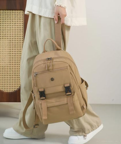 Backpack Purse for Women Small Backpack Nylon Travel Backpack (khaki) - color: Khaki