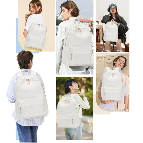 Bluboon School Backpack for Teen Girls Women Laptop Backpack College Bookbags Middle School Travel Work Commuter Back Pack(Solid Beige) - color: A Solid Beige