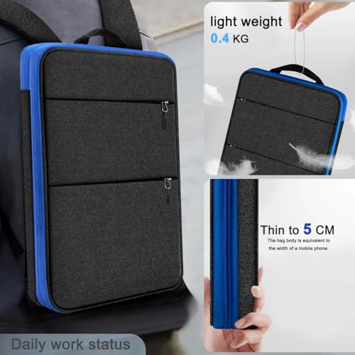 ZINMARK Slim Expandable Laptop Backpack with Small Case for 15-16 inch Notebooks,Water Resistant Computer Bag for College Business for Men Women，Black Blue - color: Black Blue