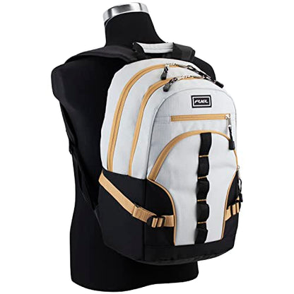 FUEL Hiking Laptop Backpack, College Bookbag, Travel Daypack with 5 Compartments, Dynamo Tech Pocket, 18.5 Inches - color: Light Khaki