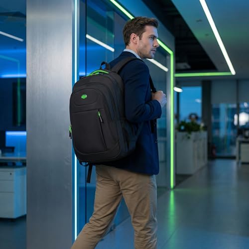 Large Capacity Laptop Backpack for Men and Women Waterproof Business Travel Backpack with Reflective Strips Multiple Compartments Casual Stylish Outdoor Daypack -Green