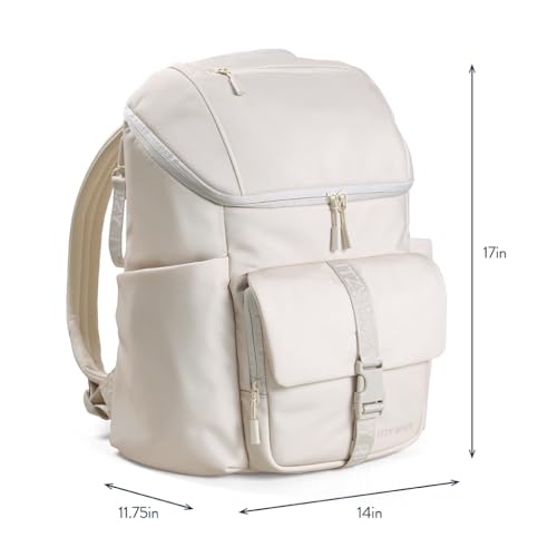 Itzy Ritzy Belong Bucket Backpack – Lightweight Diaper Bag Backpack Featuring 16 Pockets, Bucket Top Opening, Stroller Straps & Changing Pad – Organized and Stylish Everyday Family Backpack (Cream) - color: Bone