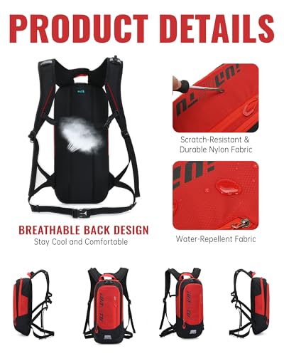 Croogo Hydration Packs,Hydration Backpack with 2L Hydration Bladder,Bicycle Daypack Waterproof Breathable Bag for Climbing - color: Ot04-rose Red-sd