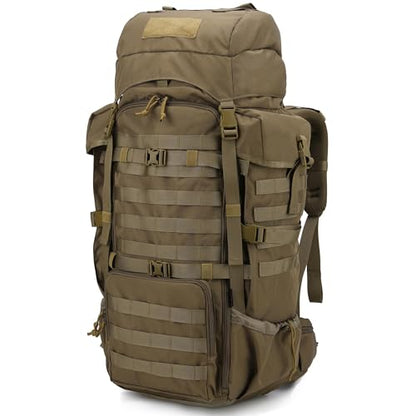 Mardingtop 70L Internal Frame Backpack for Hunting,Camping,Hiking Backpacking Backpack with Rain Cover - color: Khaki