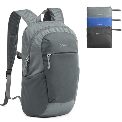 G4Free 18L Hiking Backpack Small Lightweight Foldable Packable Travel Daypack with Thickened Back Panel for Men Women (Grey) - color: Grey