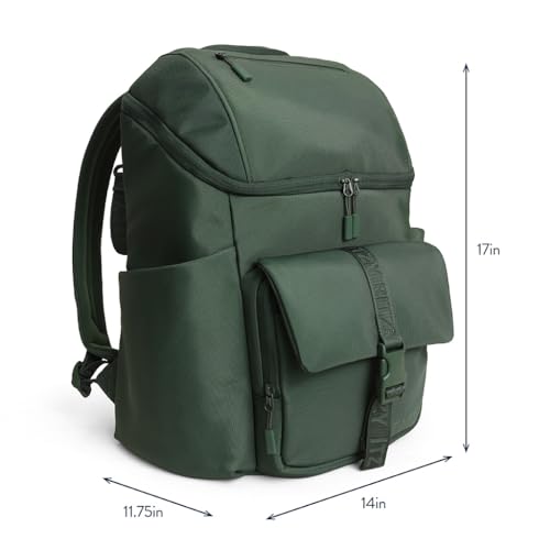 Itzy Ritzy Belong Bucket Backpack – Lightweight Diaper Bag Backpack Featuring 16 Pockets, Bucket Top Opening, Stroller Straps & Changing Pad – Organized and Stylish Everyday Family Backpack (Green) - color: Hunter Green