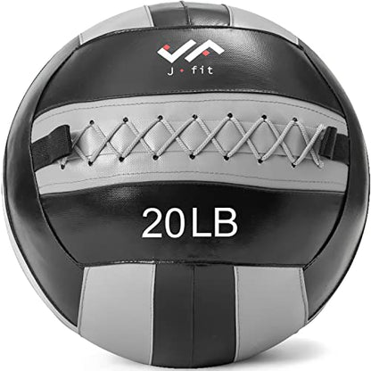 JFit Wall Ball – Premium Soft Weighted Exercise Ball for Strength, Conditioning, Gym & Home Workouts, 4-30 LB - color: Gray/Black, style: 20 LB