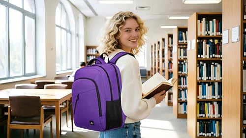 CAFELE Laptop Backpack 17.3 Inch Computer Backpack Daypack Water-Repellent Laptop Bag with USB Charging Port for Business/School/Travel/Women/Men (Purple, 17.3 Inches) - color: Purple