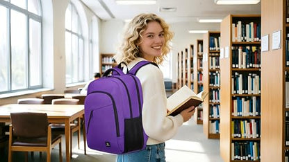 CAFELE Laptop Backpack 17.3 Inch Computer Backpack Daypack Water-Repellent Laptop Bag with USB Charging Port for Business/School/Travel/Women/Men (Purple, 17.3 Inches) - color: Purple