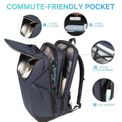 FUTURE AESTHETICS Business Commute Backpack for Men and Women, Waterproof 15.6 Inch Laptop Backpack, Durable Flight-Approved Travel Backpack for Work, Blue - color: Blue
