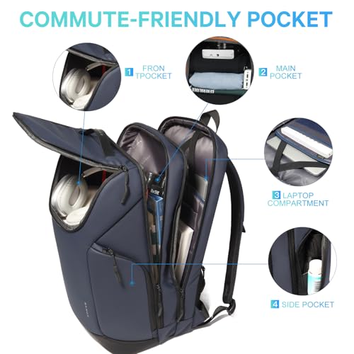 FUTURE AESTHETICS Business Commute Backpack for Men and Women, Waterproof 15.6 Inch Laptop Backpack, Durable Flight-Approved Travel Backpack for Work, Blue - color: Blue