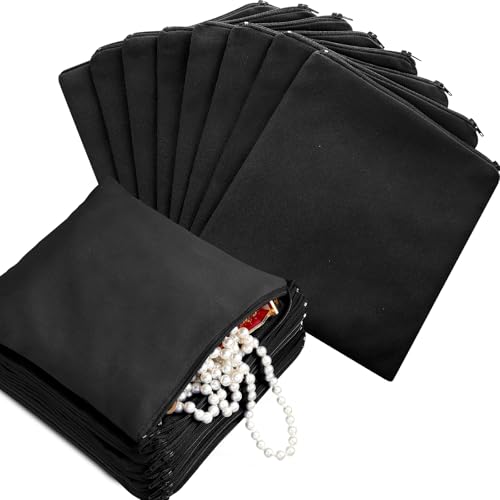 Sanwuta 8 Pcs Zippered Silver Storage Bags Anti Tarnish Silver Pouches Keeper Jewelry Storage Protector Bags(5.9 x 5.9 Inch,Black) - color: Black, size: 5.9 x 5.9 Inch