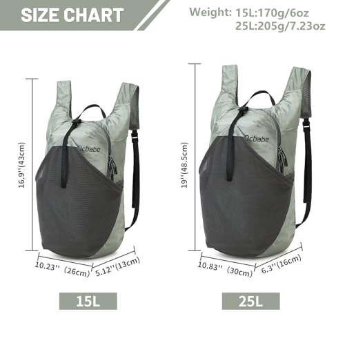 Ultra Lightweight Foldable Backpack,Water Resistant Small Packable Hiking Daypack Outdoor Camping Travel Bag - color: Gray, size: 25l
