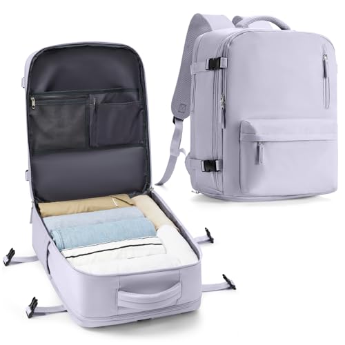 VECAVE 18x14x8 TSA-Approved Personal Item Backpack – Under Seat Carry-On Travel Bag for Women, Fits 15.6" Laptop, with Water Bottle & Shoe Pouch, Airline Travel Backpack Flight approved Purple - color: H3-purple, size: Large