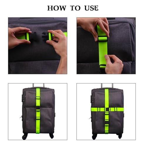 MAGARROW 1.5" Utility Luggage Straps with Buckle Adjustable, 4-Pack (Neon Green, 1.5 in x 3.2 ft) - color: Neon Green, size: 1.5 in x 3.2 ft