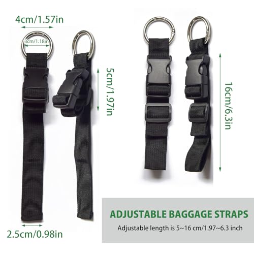 3 Pcs Add a Bag Luggage Straps, Jacket Holder, Make Your Hands Free, Adjustable Suitcase Belt Straps, Travel Accessories for Connecting Luggage or Backpack, Black - color: Black 16cm