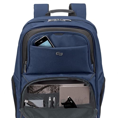 Solo New York Ambition Backpack – Stylish 17.3" Laptop Backpack with Tablet Pocket, Organizer Section, Padded Back & Straps – Perfect for Professionals & Travel (Navy)