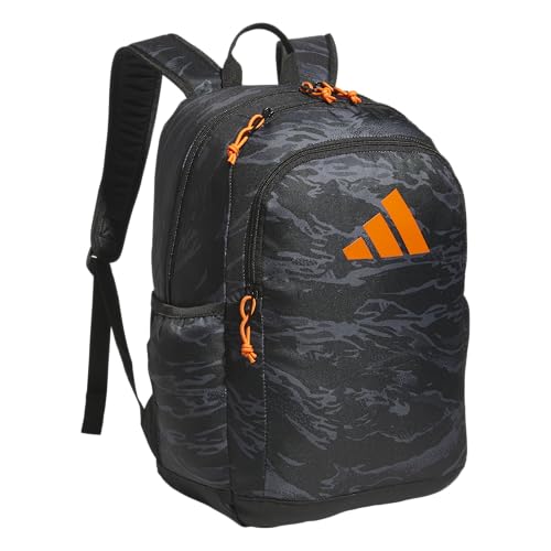 adidas Kids Affiliate Backpack – School Bag for Girls and Boys, 27L, Essential Camo Black/Orange, OSFA - color: Essential Camo Black/Orange