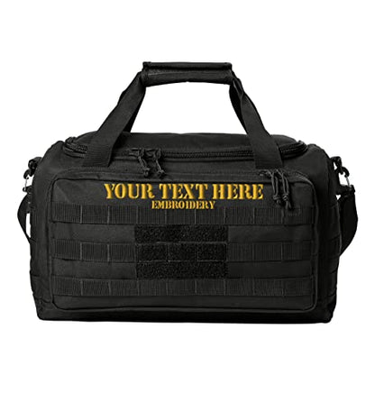 Tactical Gear bag Heavy Duty Duffel Gym bag/Tactical Backpack Custom Embroidered with your own text (Black) - color: Black