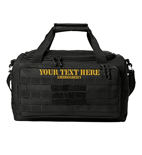 Tactical Gear bag Heavy Duty Duffel Gym bag/Tactical Backpack Custom Embroidered with your own text (Black) - color: Black