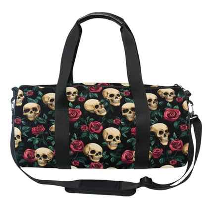 MNSRUU Duffel Bags Cute Skulls Roses Sports Gym Bag Travel Luggage Overnight Bags for Men Women Duffel Bags for Traveling - color: Goth 11