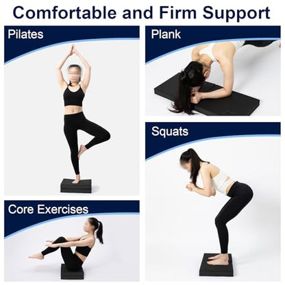 StrongTek Professional Foam Exercise Balance Pad - 15.8" x 13" x 2", High-Density TPE Foam Knee Pad, Non-Slip & Water-Resistant, for Balance Training, Physical Therapy, Yoga, and More - color: Grey-Set of 2