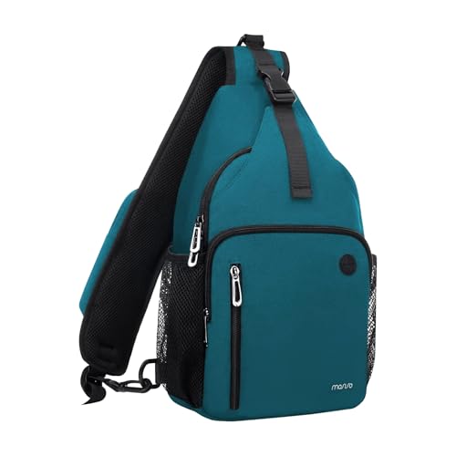 MOSISO Sling Backpack Bag, Crossbody Shoulder Bag Travel Hiking Daypack Chest Bag with Front Square Pocket&USB Charging Port - color: Teal Green