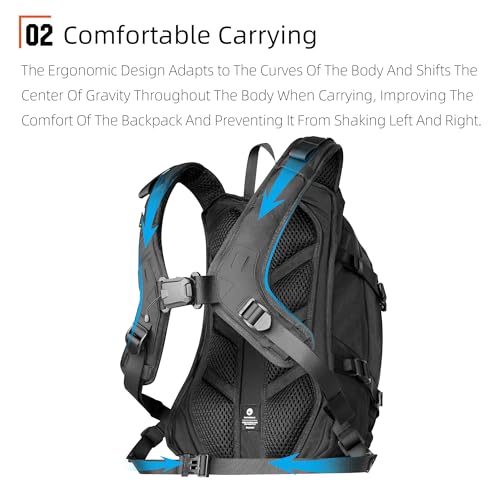 Rhinowalk Motorcycle Backpack – Helmet Holder, Rain Cover, Hydration Bladder Hole – Sports Backpack for Hiking, Climbing, Cycling, Running, Camping