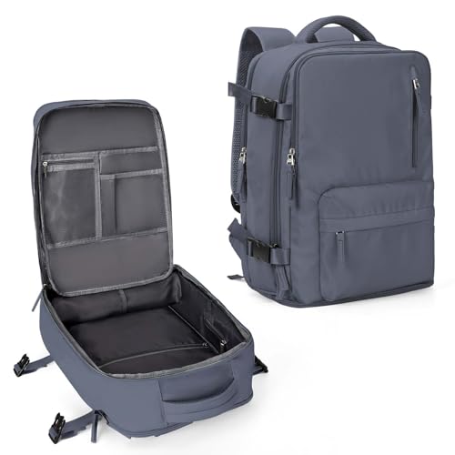 WONHOX Travel Backpack Women, Carry On Backpack for Men, Hiking Laptop Backpack Waterproof Outdoor Sports Rucksack Casual Daypack, Grey Blue - color: A38-grey Blue, size: Large