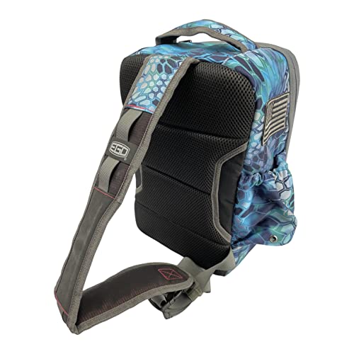 Ego Kryptek Tactical Fishing Sling Pack with 3 Tackle Trays, Camo | 1000D Nylon, Rod Holder, Molle Loops, Water Resistant Storage, Bottle Holder - color: Pontus, size: Sling Bag - Regular