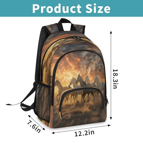 3d Animal Horses Large Backpack 18 Inch Laptop Tablet Backpacks - color: B4 Animal Horses