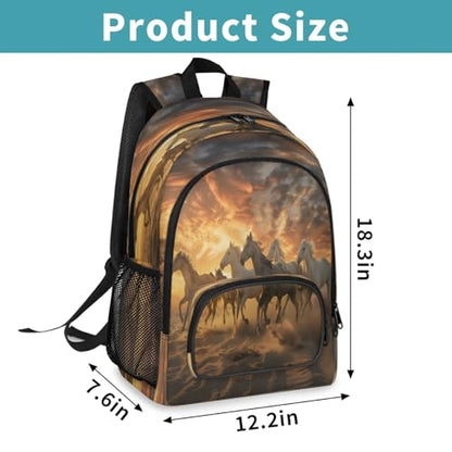 3d Animal Horses Large Backpack 18 Inch Laptop Tablet Backpacks - color: B4 Animal Horses