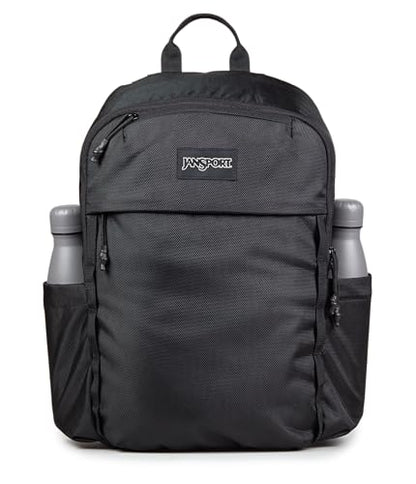 JanSport Venture Daypack – Travel Pack With Large Main Compartment, Padded Laptop Sleeve, Dual Water Bottle Pockets, and Attachment Buckles, Black - color: Black, style: Venture Daypack