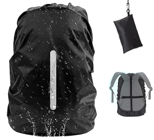 Waterproof Backpack Rain Cover with Reflective Strap, 2 Adjustable Anti Slip Cross Buckle Strap with Organizer Bag, Rainproof Snowproof, Black XS (for 8-17L Backpack) - color: Black, size: X-Small