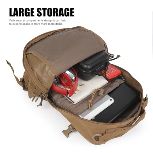 Small Tactical Backpack 12L Molle Bag Rucksack Army Daypack Military Daypack for Outdoor,Hiking (Tan) - color: Tan