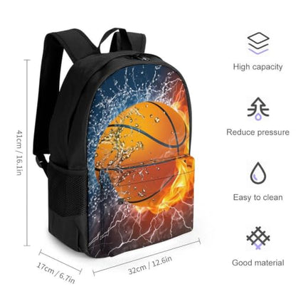 Basketball Backpack, Durable Polyester Daypack with Laptop Compartment, Reinforced Bottom, Adjustable Shoulder Straps And Multi Pockets for Travel And Daily Use - color: Basketball