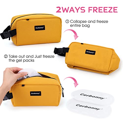Cerbonny Freezable Lunch Bag,Mini Lunch Bag,Built-In Ice Pack - color: Yellow