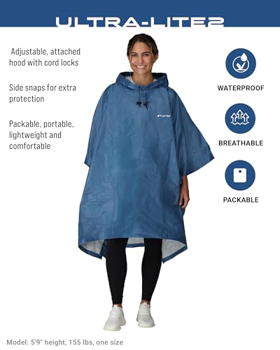 FROGG TOGGS Ultra-lite2 Waterproof, Breathable Rain Poncho, Adult and Youth Sizes - color: Blue, style: Adult