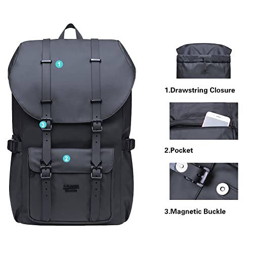 KAUKKO Laptop Outdoor Backpack Traveling Daypack Hiking Rucksack Large Capacity Bag Fits 15.6"(5-8-Black) - color: 5-8black