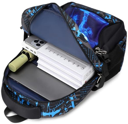 Boys Backpack for Elementary Kids Bookbag Middle School Bags Heavy Duty Soccer Laptop Durable Waterproof 18 In (2-Blue) - color: 2-blue