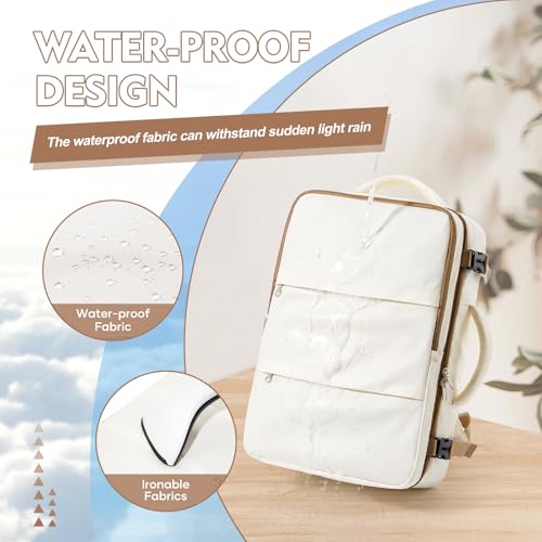 suradar Small Travel Backpack for Women Men,Carry On Backpack Flight Approved Hiking Backpack Rucksack Casual Daypack Personal Item Travel Weekender Essentials Backpacks - color: A3-beige Brown, size: Small