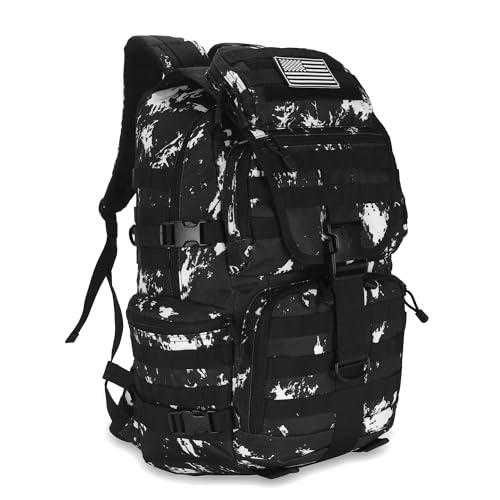 50L Military Tactical Backpack 3 Day Assault Pack Molle Daypack Hiking Backpack for Men and Women - color: Black-white Lightning