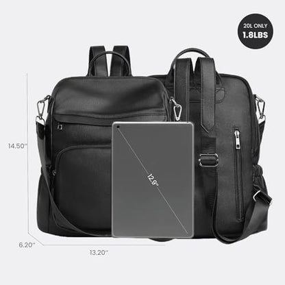Anti-Theft Backpack Purse for Women, Convertible 3-in-1 Vegan Leather Backpack with Hidden Zipper, Adjustable Shoulder & Crossbody Bag for Travel and Daily Commute - color: A Black
