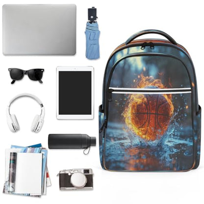 Basketball Travel Laptop Backpack Fits 15.6 Inch Laptops Unisex Lightweight Business Backpack with Adjustable Shoulder Straps for Daily Use Commute Office Travel