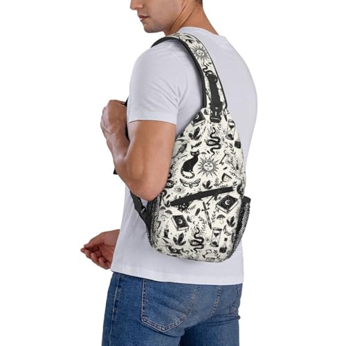 Sling Backpack Unisex Crossbody Chest Bag Shoulder Chest Bag For Women Men Hiking Travel - color: Bohemia Witchy