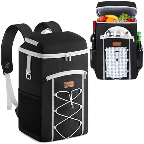 Lifewit Cooler Backpack, 30 Cans Insulated Picnic Backpack with 2 Leak Proof Compartments for Men Women, Cooler Bag for Beach, Travel, Camping, Lunch, Hiking, BBQ, Black - size: 30 Can(23L)
