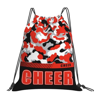 Drawstring Backpack Waterproof Gym Drawstring Bags Sports String Bag Camo Sackpack-Orange Black Cheer Drawstring Bag - color: Cheer Drawstring Bags-camo Orange Black